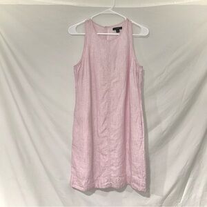 J. Crew Light Pastel Pink Button Back Sleeveless 100% Linen Shift Mini Dress XS